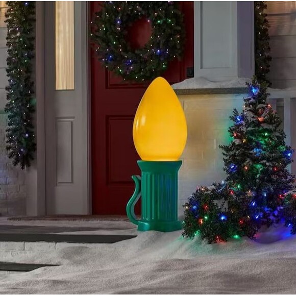 HOME ACCENTS HOLIDAYS 3 Ft Battery Operated LED Jumbo Bulb Blow Mold Yellow - Picture 1 of 3